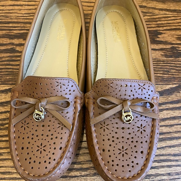 NIB MK Michael Kors Everett LUGGAGE Loafer Size 7M Perforated Leather Hazel NEW! - Picture 7 of 13